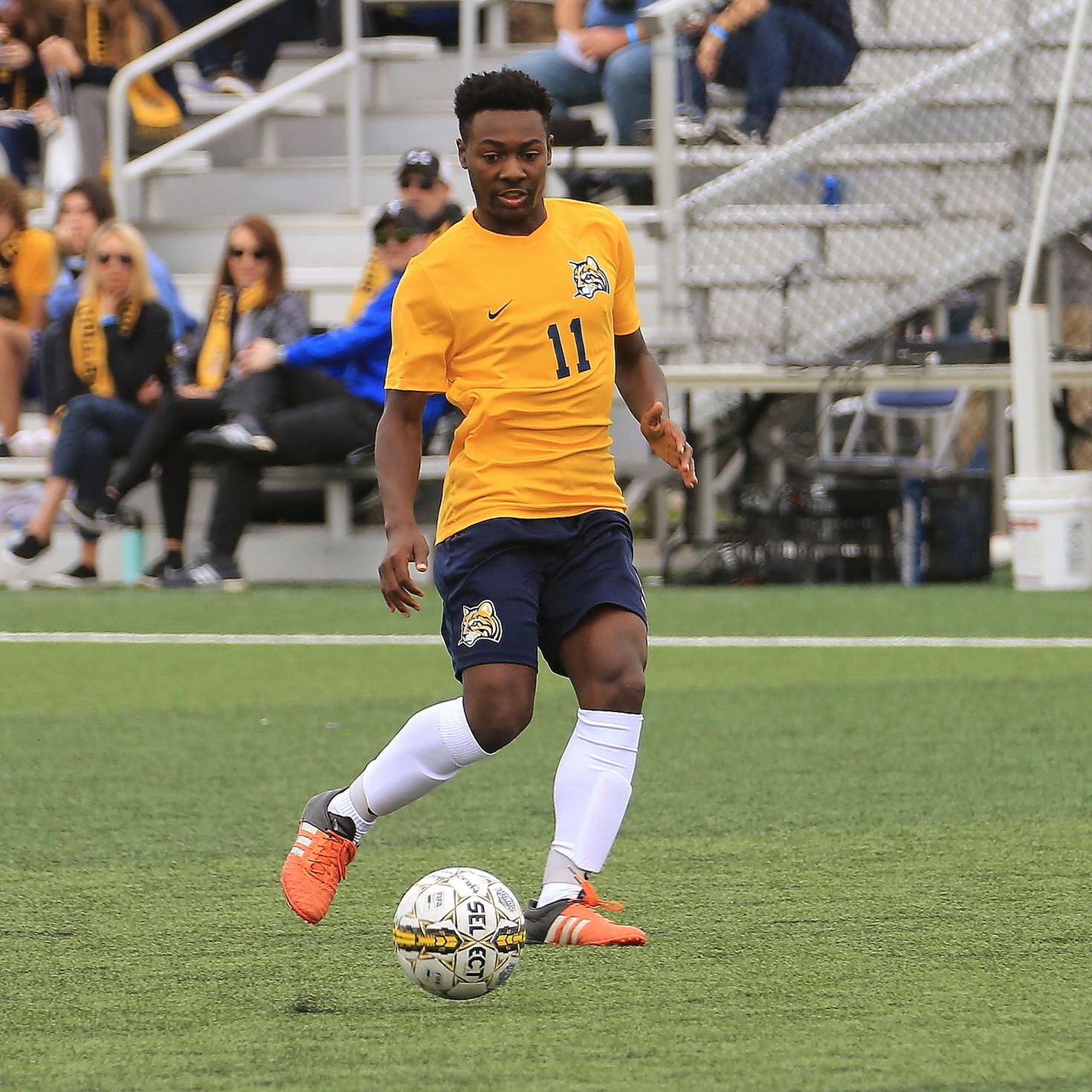 Schoolcraft College's Caleb Dupree dribbles the ball in a recent match. 
Photo: Schoolcraft College