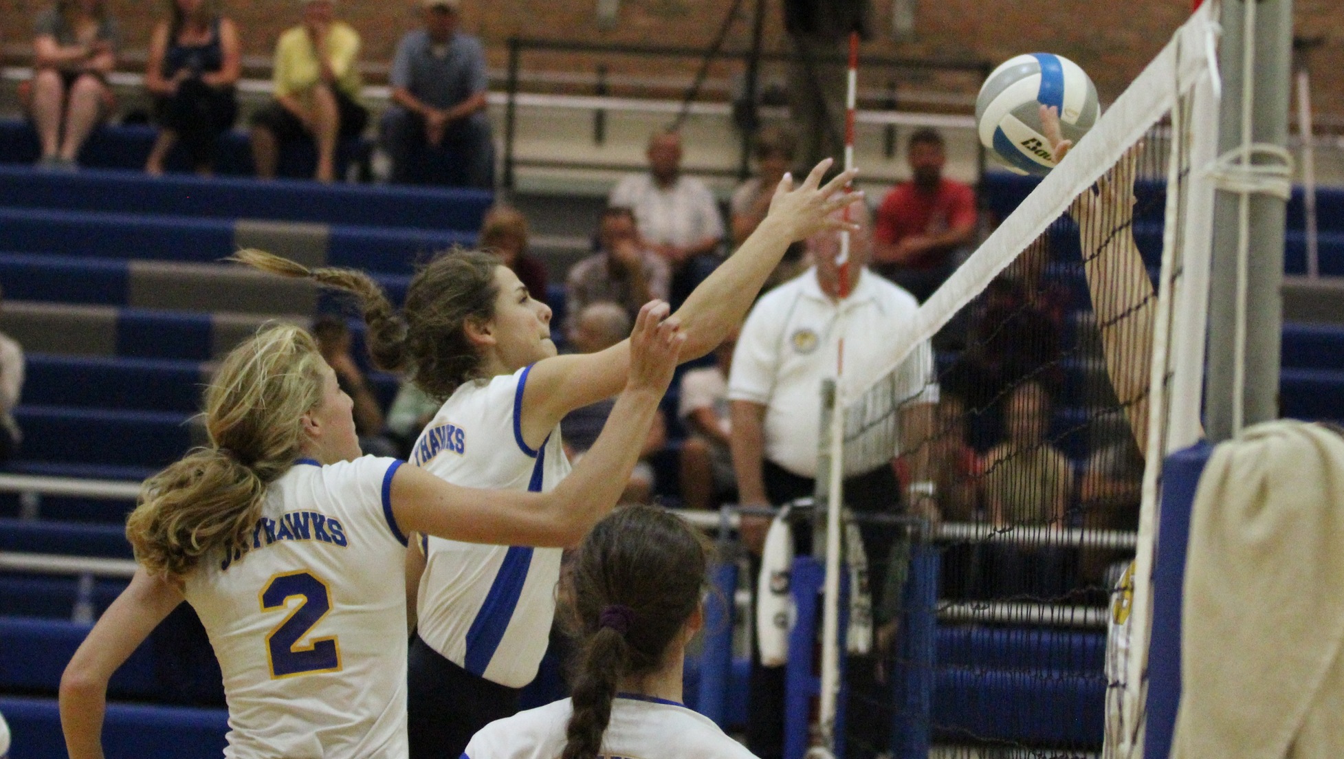 Muskegon Community College goes up for a block against Ancilla College
Photo: Muskegon Community College
